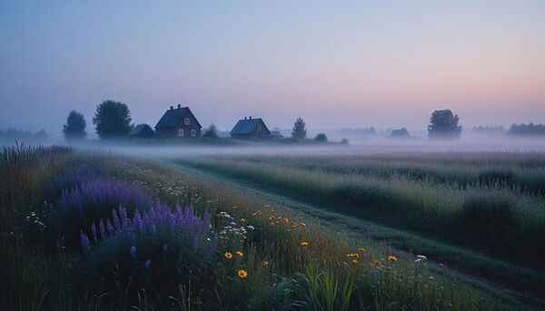 Ήρεμο τοπίο στη φύση με μαλακό πρωινό φως
